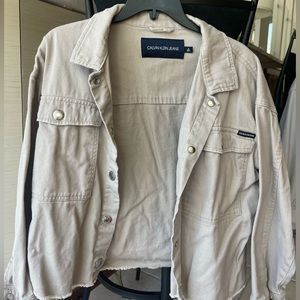 Calvin Klein Cropped Beige Jeans Jacket